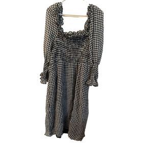 Nasty Gal  Plaid puff sleeve maxi dress with smock bust black gingham